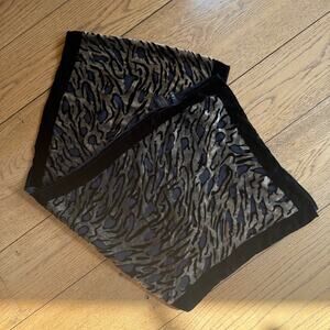 Velvet Burn Out Zebra Print Scarf Silk Blend Wild Animal Black Cream Silver Rust